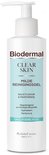 Witte flacon Biodermal Clear Skin milde reinigingsgel met pompje, voor een onzuivere huid met salicylzuur en panthenol.
