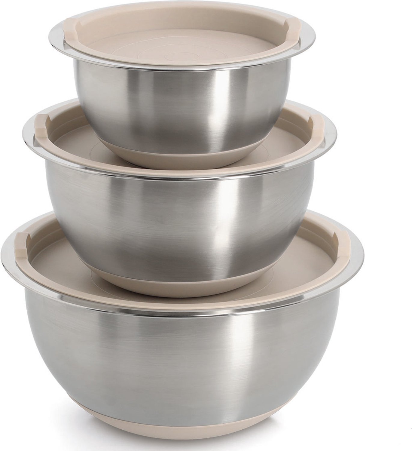 3 stuks kommen met deksels staal beige ZELLER