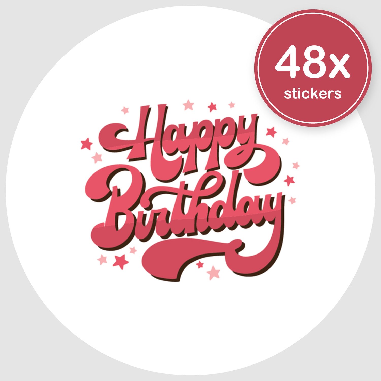Sluitstickers Verjaardag - 48 stuks - Rond 30 mm - Verjaardag Stickers - Sluitzegel Uitnodiging - Design 005