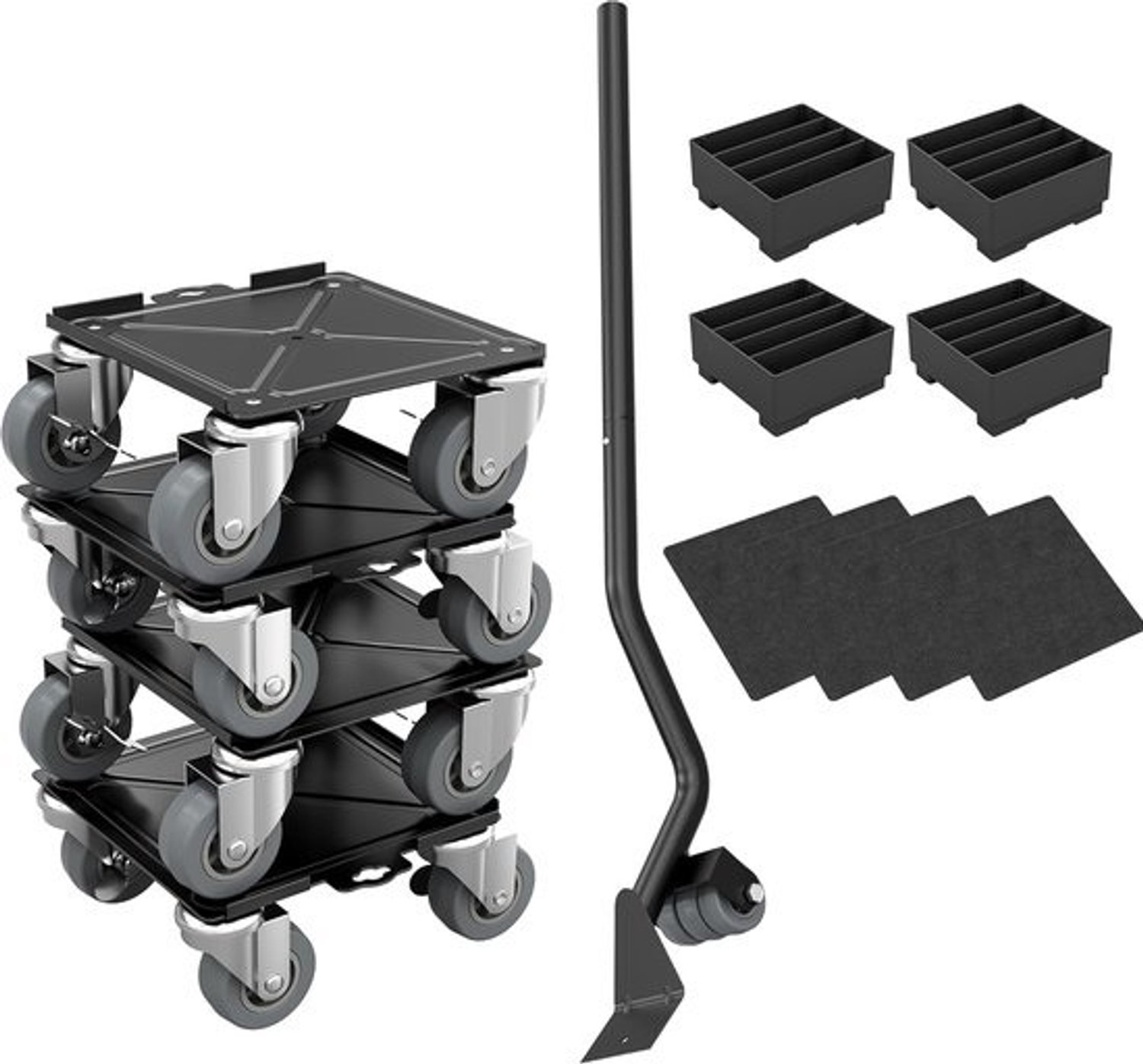 Rolplankset - Meubeltransportrollers - Meubels verplaatsen - 360 graden rotatie - 454 kg draagkracht - Zwart