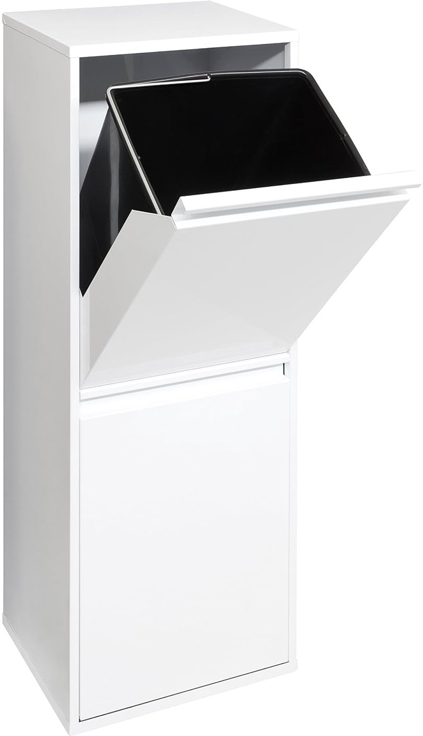 Zivano Prullenbak 2 Vakken - Prullenbak - Vuilnisbak - Wit - 25cm x 31cm x 91cm