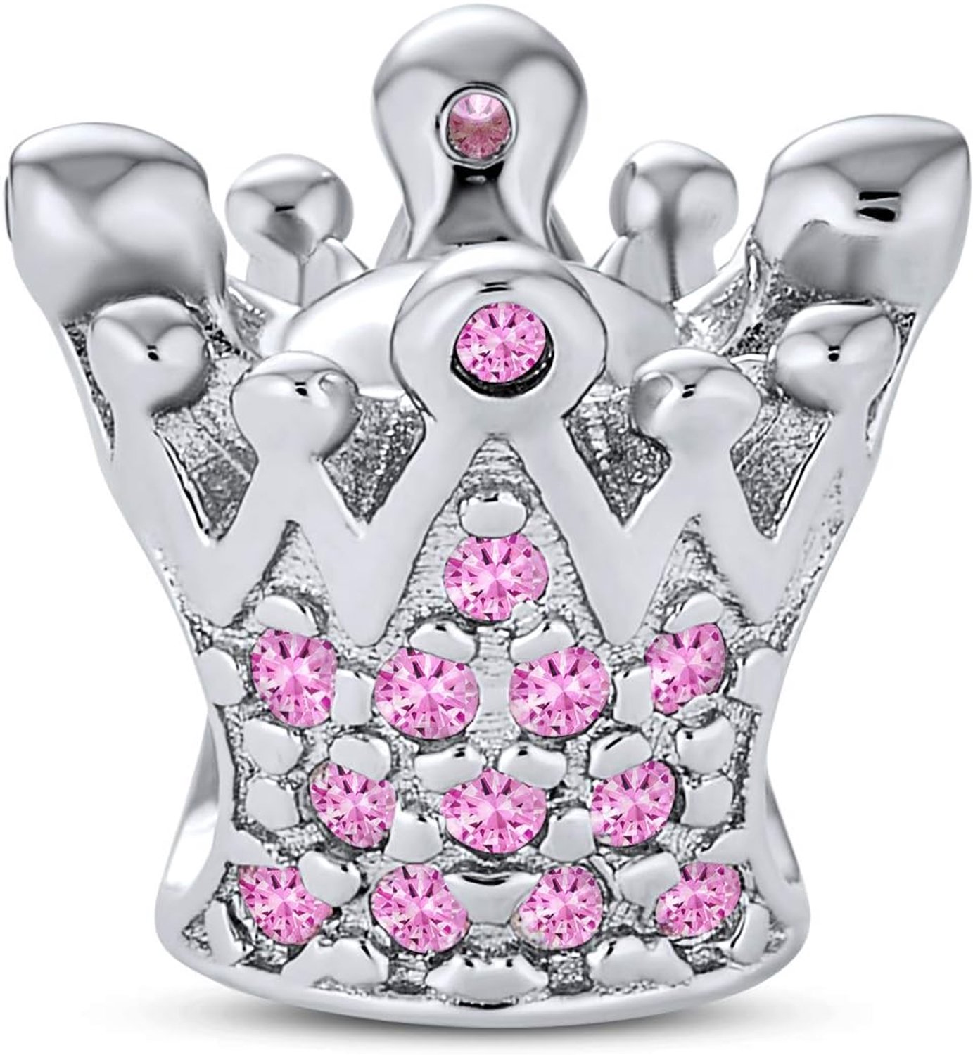 Kroonring roze kristal - sterling zilver - prinsessenhart - perfect voor armbanden - ServiceTopper