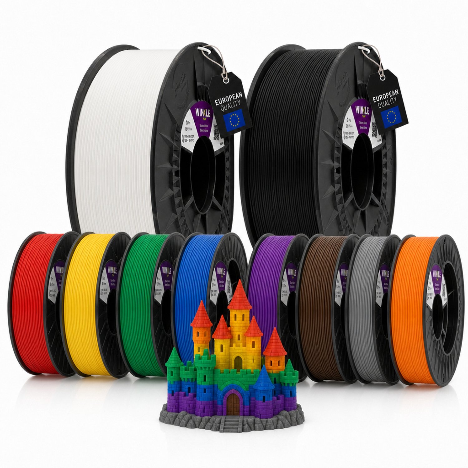 Winkle PLA HD 3D Filament 2x1 kg + 8x300g - Filament voor 3D printer - Hoge Nauwkeurigheid - Voordeelpakket - Ø 1,75 mm 2 x 1kg en 8 x 300g