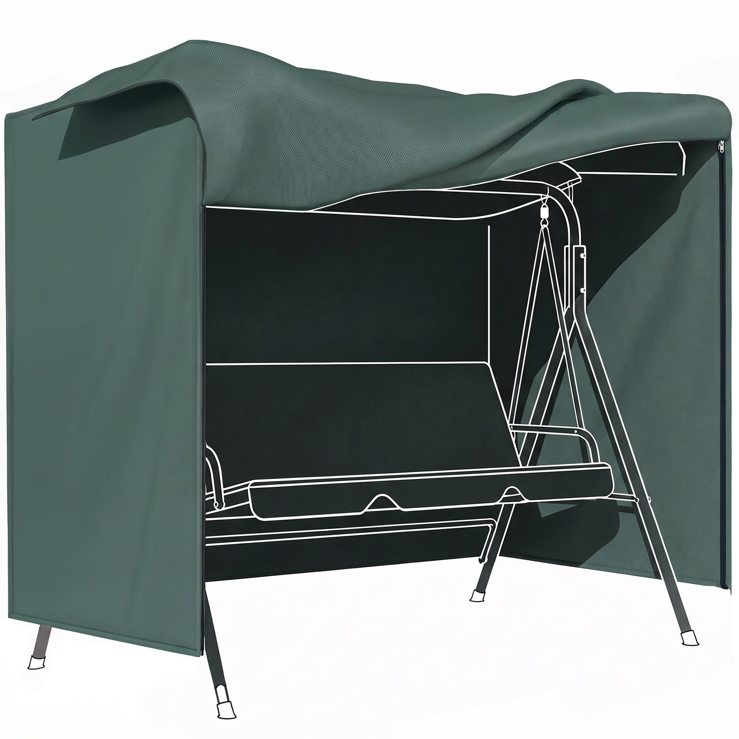 Sunona Beschermhoes voor Hollywoodschommel - Met rits - 177 x 114 x 152 cm - Donkergroen