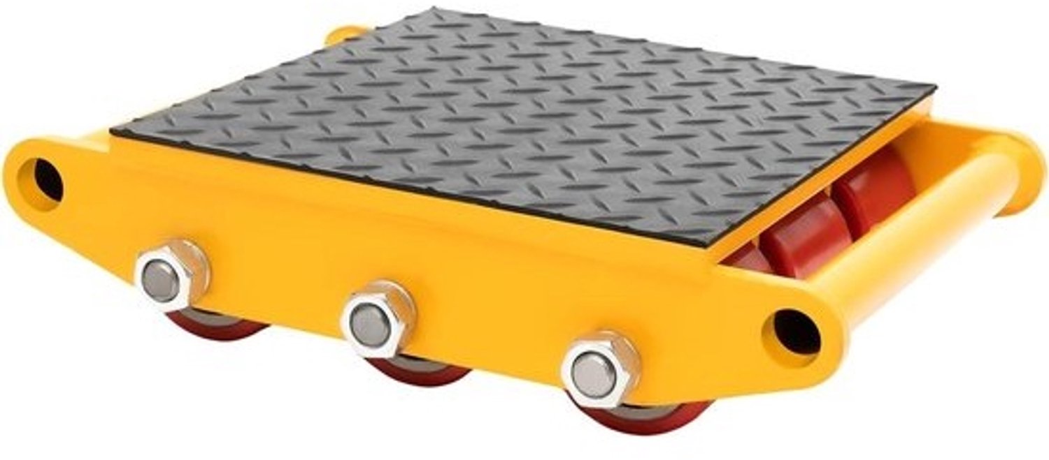 Transportchassis - Machineverplaatser - rolplank - Voor het verplaatsen van zware objecten - Hoge draagkracht - 15T - Geel