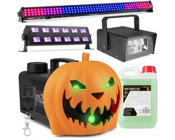 BeamZ Halloween rookmachine set XL - Pompoen rookmachine - Met LED bar, blacklight en 2L vloeistof