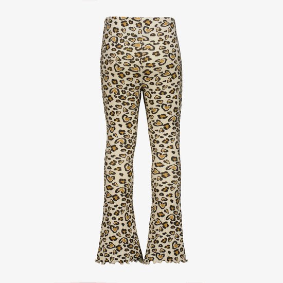 TwoDay flared meisjes broek met panterprint beige - Maat 92