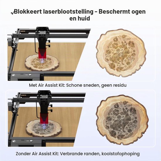 Cut Engraver Air Assist Kit met luchtpomp, upgrade schakelaarknop, compatibel met 10 W/20 W lasergraveerders — afbeelding 4