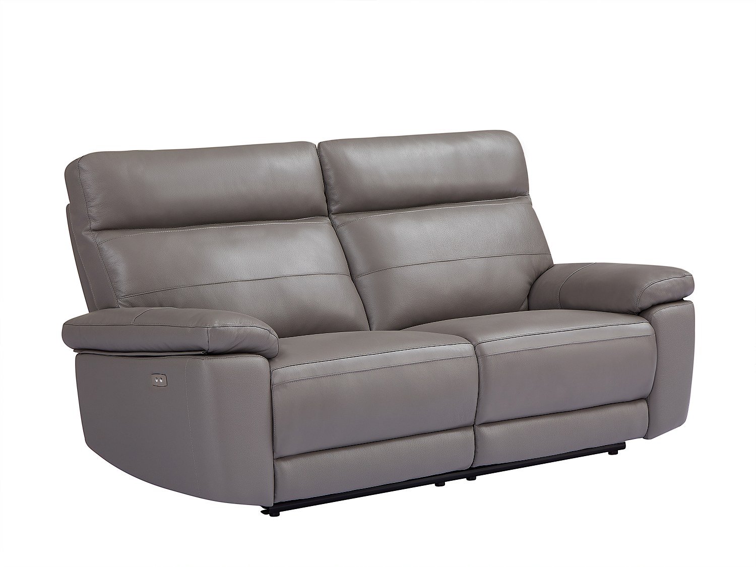 Vente-unique Driezitsrelaxbank in grijs leer RANIFA