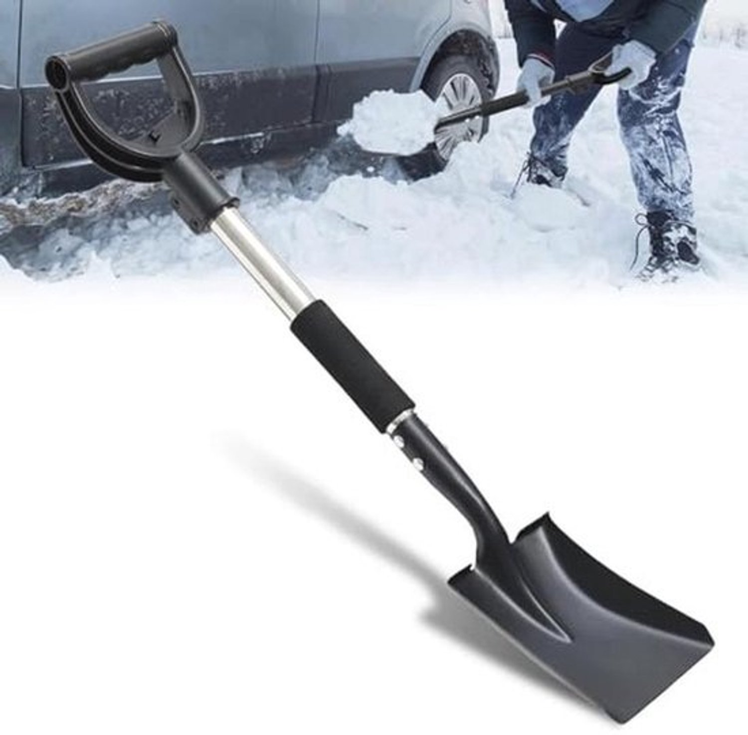 Stevige schep voor de tuin met D-vormig handvat - Lichtgewicht handschop van 78 cm voor jong en oud - Geschikt voor de tuin, sneeuwruimen en kamperen