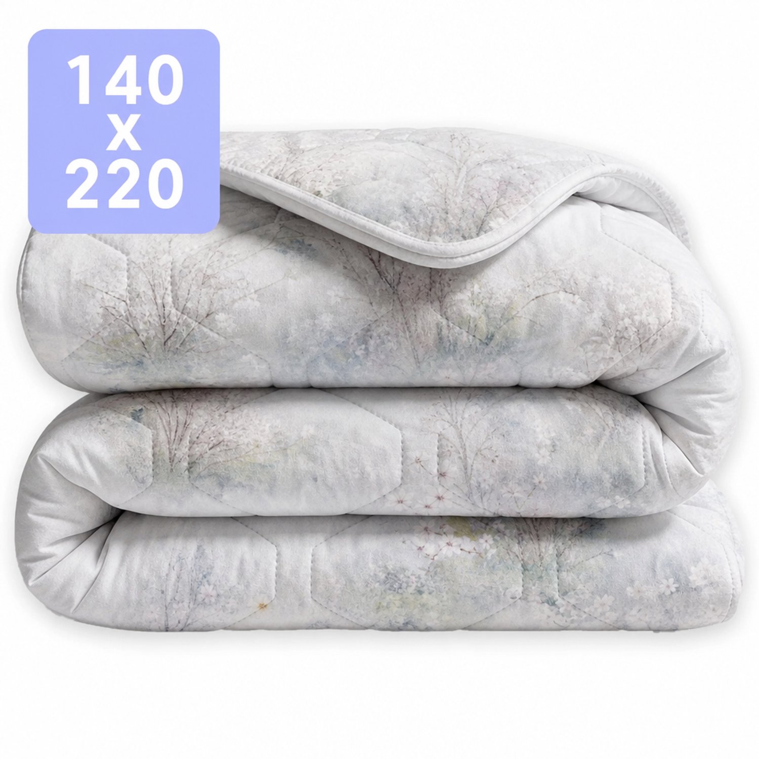 HappyBed Dekbed zonder overtrek 140x220 - 100% Katoen - Wasbaar Dekbed - Bedrukt dekbed zonder hoes - Hoesloos Dekbed - Eenpersoonsdekbed - Flowers