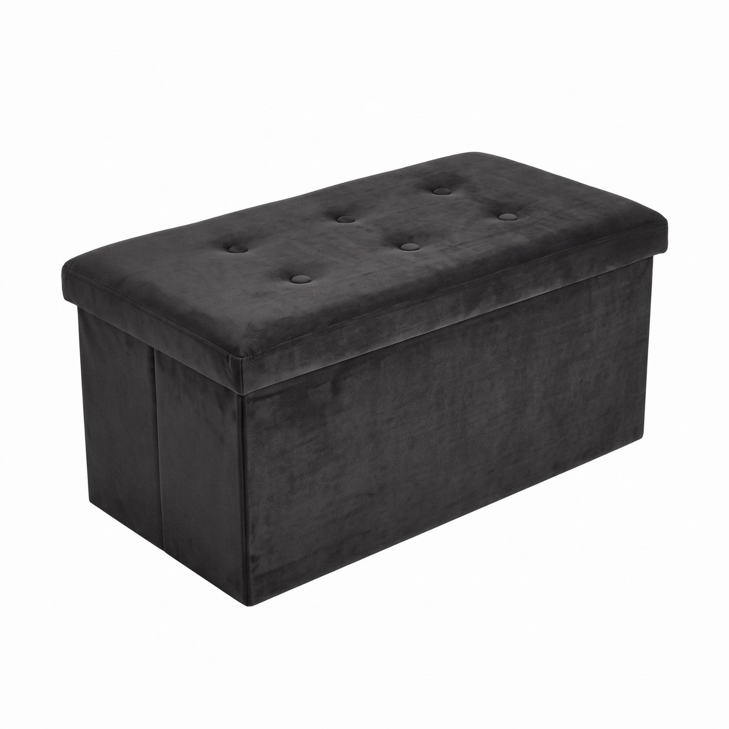 SCENA LIVING - Rechthoekige velours poef met opbergvak, opvouwbaar, 76 x 38 x 38 cm