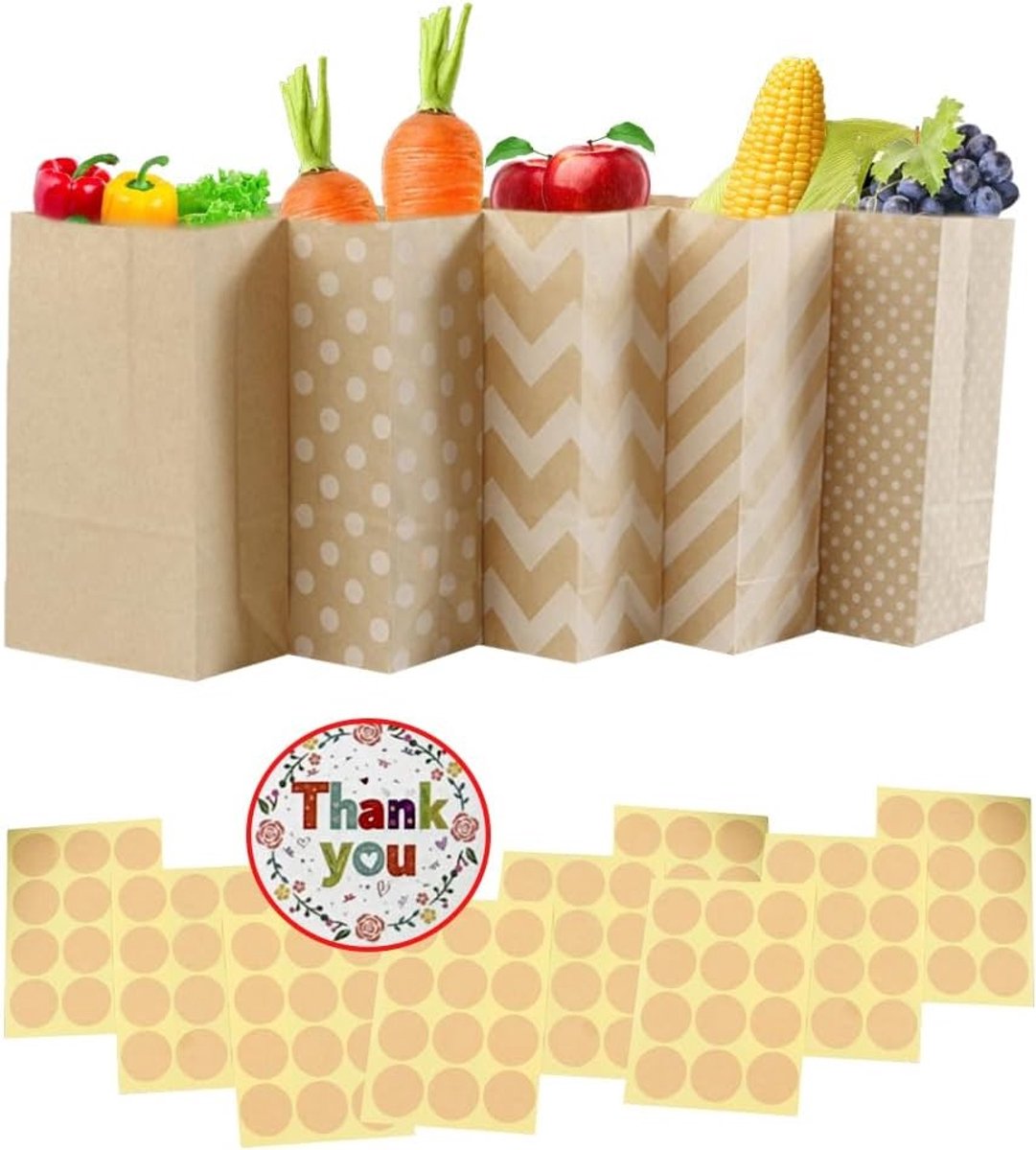 Kraft Papieren Cadeauzakken Set van 50, Bruine Zakjes voor Trouwen, Kerst en Feestjes, Ideaal voor Cadeaus en Snacks