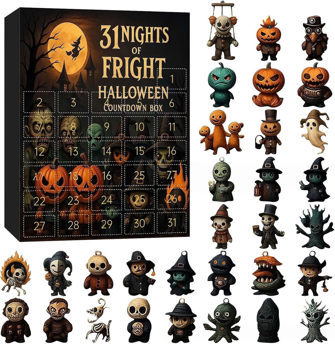 Halloween Adventskalender - 31 Verrassingen - PVC Resin Mini Figuren - Meerkleurig - 31 Dagen Tellend - Stijl B