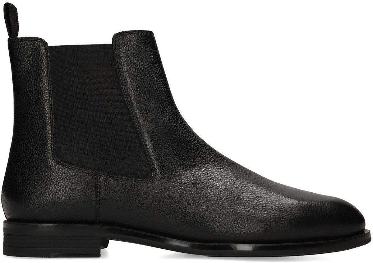 Manfield - Heren - Zwarte leren chelsea boots - Maat 41