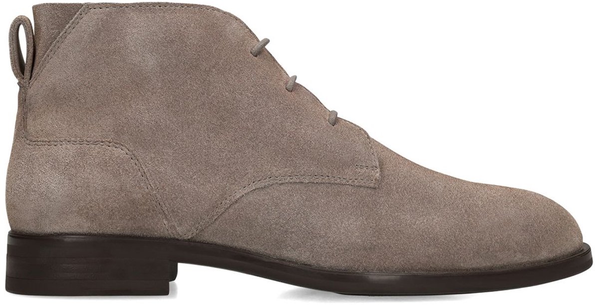 Manfield - Heren - Taupe suède veterschoenen - Maat 40