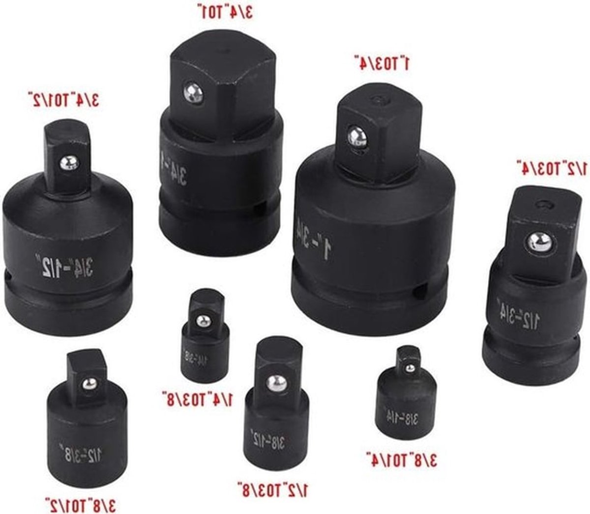 8-delige Impact Adapter Set met Cap Converter en Stapelmechanisme in Draagtas voor Diverse Aandrijvers