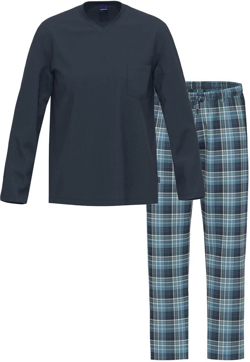 Heren shirt met lange mouwen, lange twillbroek Night & Relax