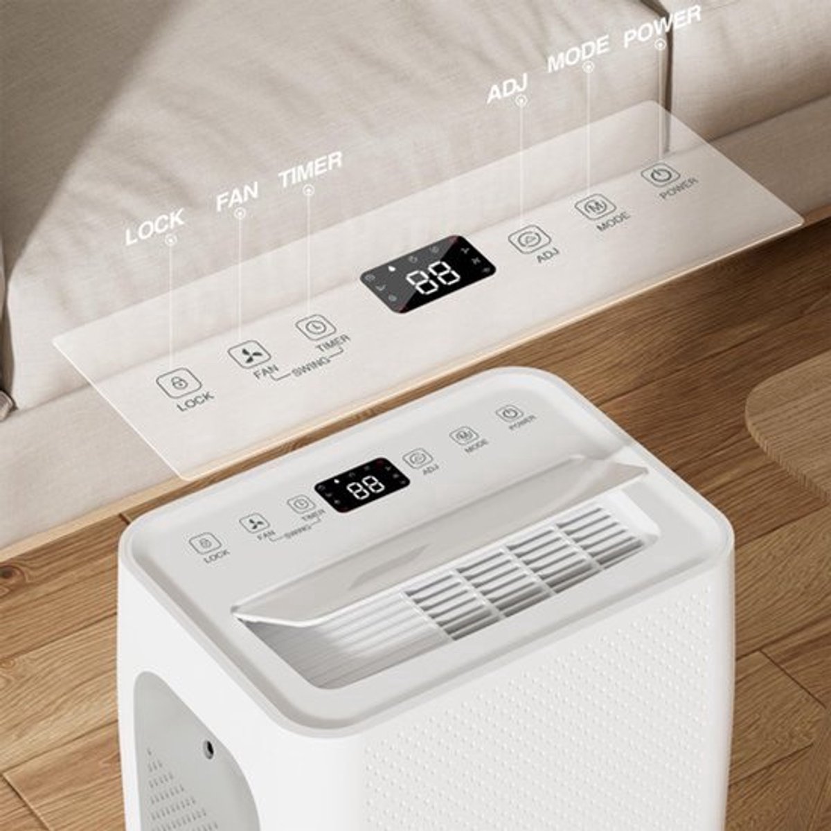 Luchtontvochtiger – Elektrische Luchtontvochtiger – Ontvochtiger – Vochtvreter – 26 Liter per 24 Uur – Geschikt voor 80 m³ – Stil Met LED-Display – 24-Uurs Timer Met Groot Waterreservoir