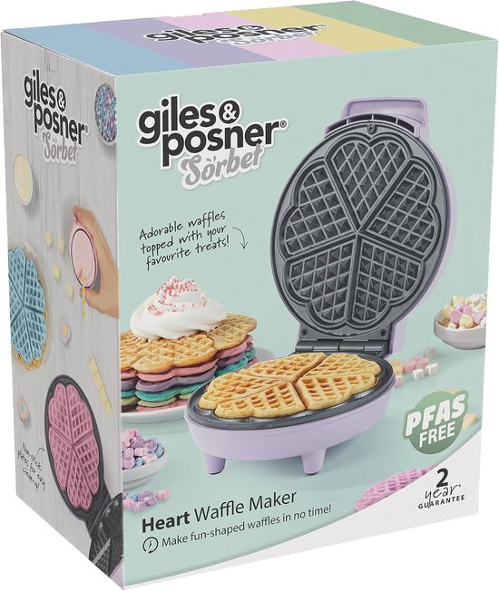 Hartvormige Wafelmaker - Wafelijzer - Romantisch Ontbijt - PFAS-vrije Platen - 18 cm - Paars — afbeelding 3