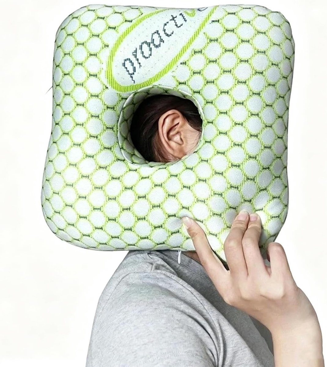 Verstelbaar Oorpiercing Kussen met Uitsparing Groen 11 x 11 x 7 cm voor Zijslapers, Comfortabel Oorkussen en Oorpluggen Kussen