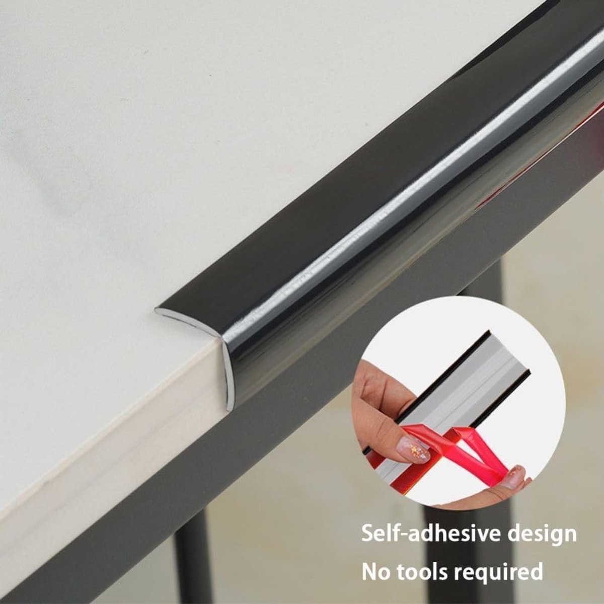 Zwarte PVC Hoekafwerking voor Binnen en Buiten, Zelfklevende Vinyl Rand voor Tegels en Muren, Externe Hoeklijst, 3 cm, Waterdicht en Duurzaam