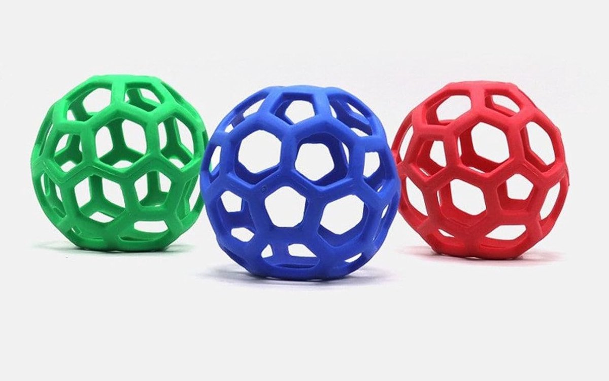 3 stuks‑TPR holle bal voor huisdieren‑voor honden om op te kauwen‑bijtvast‑hol‑zonder touw‑14cm‑rood + blauw + groen