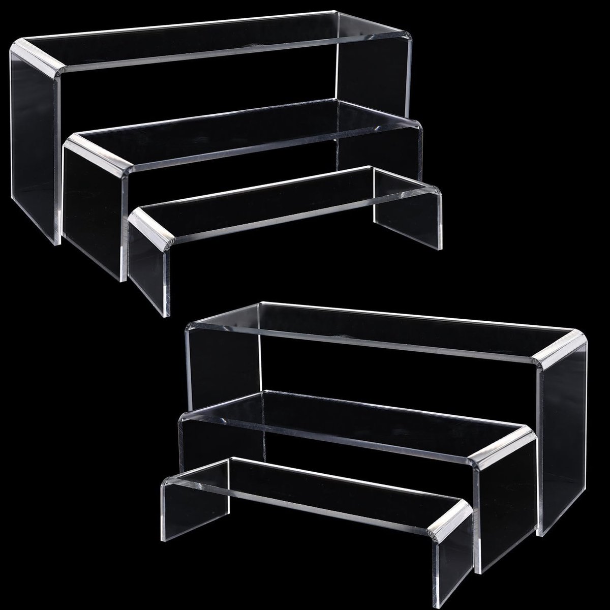Acryl display standaard - Transparant - 18 x 8 x 4 cm, 20 x 8 x 6 cm, 24 x 8 x 10 cm - Helder acryl - Voor presentatie en organisatie