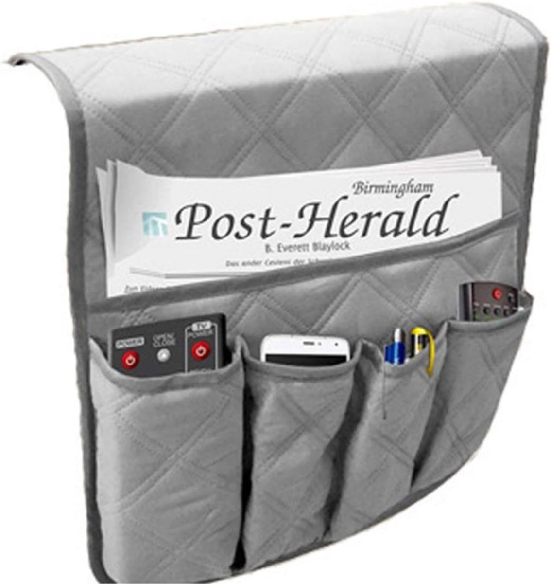 Praktische Armleuning Organizer voor de Bank, Niet-Slip Design met Twee Zijden voor Gemak en Opbergruimte (Grijs)
