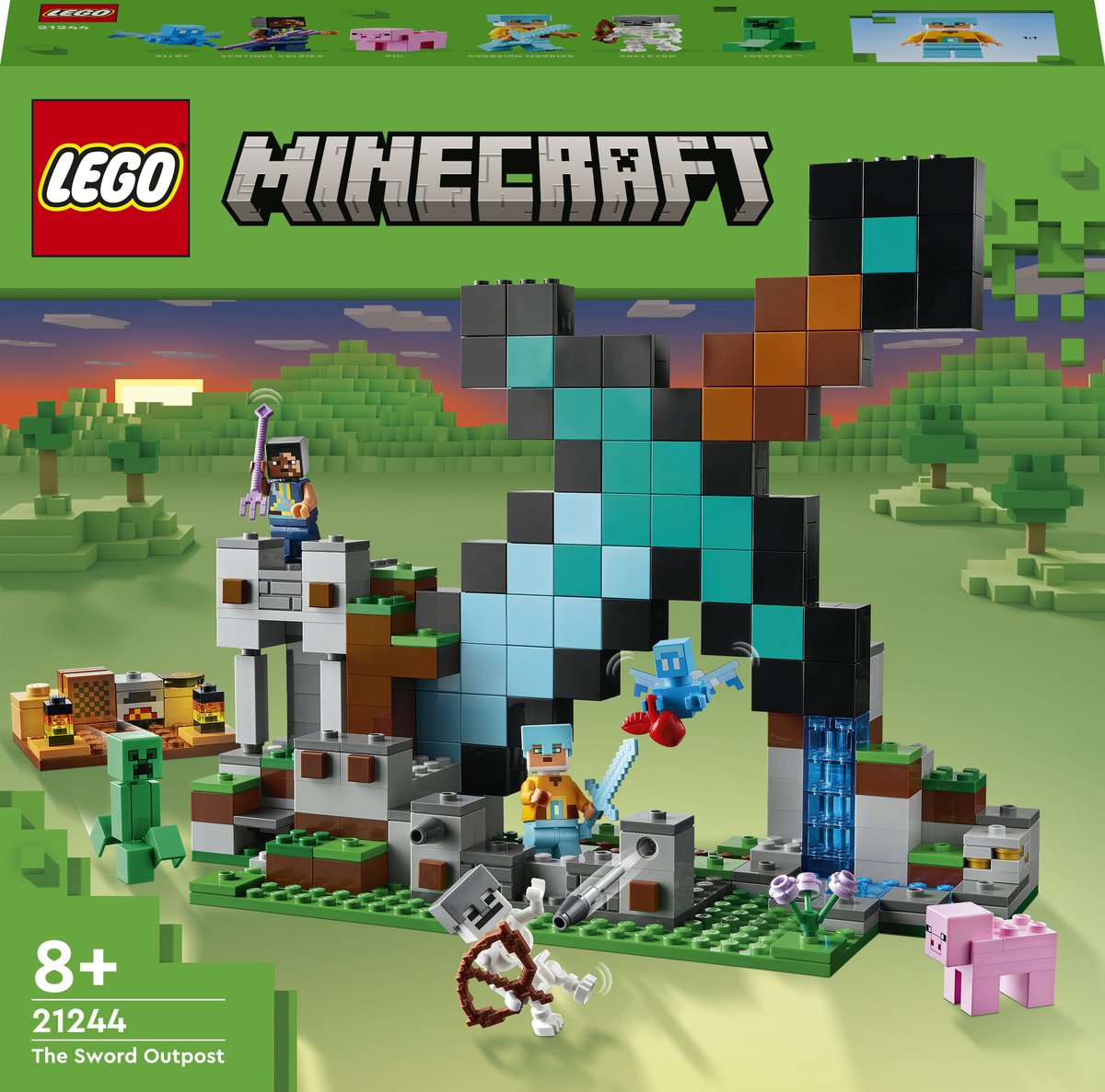 Bol.com LEGO Minecraft Uitvalbasis Zwaard Constructie Speelgoed met Creeper en Skelet 21244 aanbieding