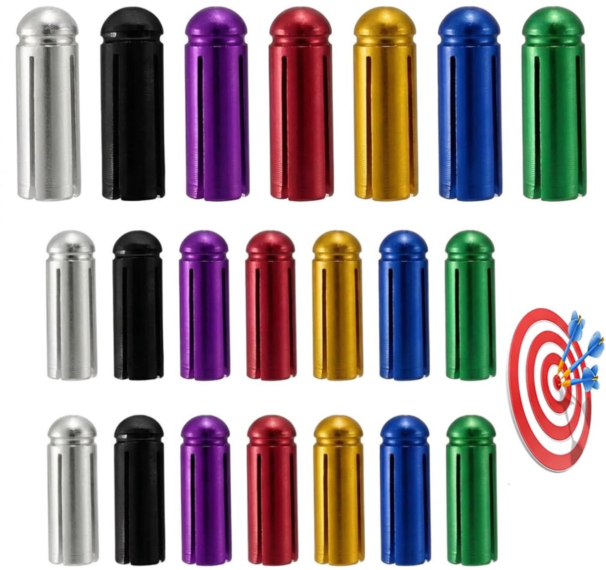 Dart Flight Beschermers - Aluminium - Lichtgewicht - Houdt Flights op 90 Graden - Meerkleurig - 21 Stuks