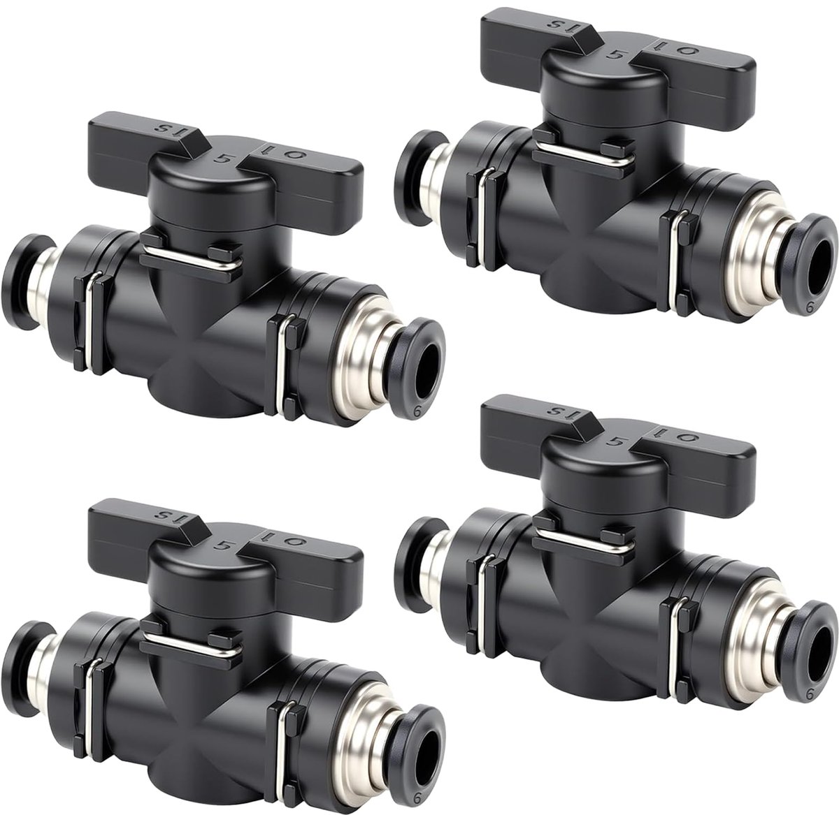 Pneumatische Afsluitkraan - Recht - 4 Stuks - 6mm