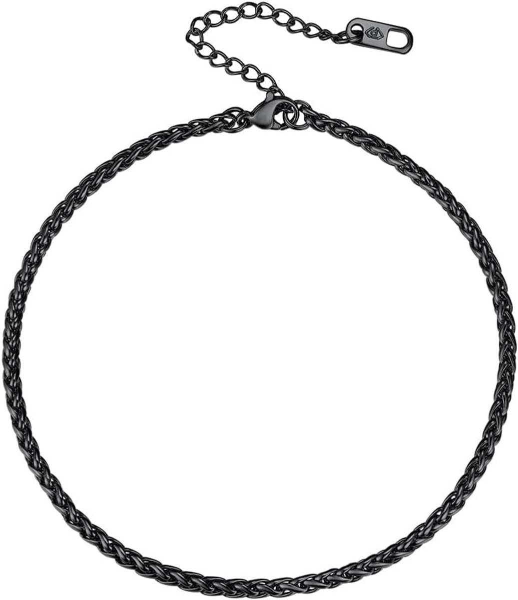 Zwarte RVS Ketting voor Dames, Verstelbare Cuban/Figaro/Rope Anklet - Perfect als Cadeau, Stijlvol en Duurzaam