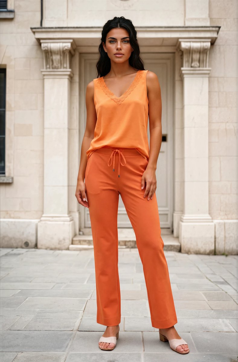 MI PIACE - Travel Top Met Kant 202129 Orange - Maat : 3XL