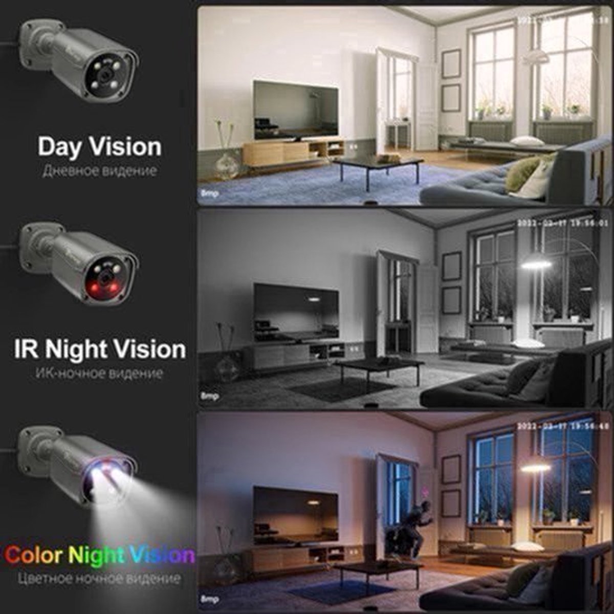 4K Beveiligingssysteem – IP Camera Set – CCTV Systeem – NVR Bewaking – POE Beveiliging – 4 Camera’s 8MP – Tweeweg Audio – Full Color Nachtzicht
