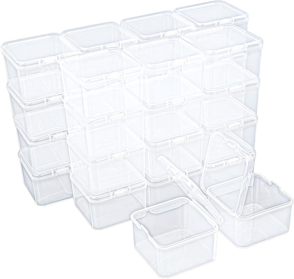 Opbergdoosjes met deksel - Transparant - 55 x 55 x 35 mm - Vierkante Plastic Mini Opbergdoosjes - Voor Kleine Voorwerpen
