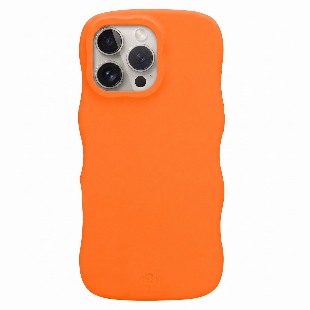 xoxo Wildhearts Silicone Wavy Case - Orange - Geschikt voor iPhone 16 Pro - Golvend hoesje - Siliconen hoesje met golven - Wolken telefoonhoesje - Vlekbestendig - Oranje