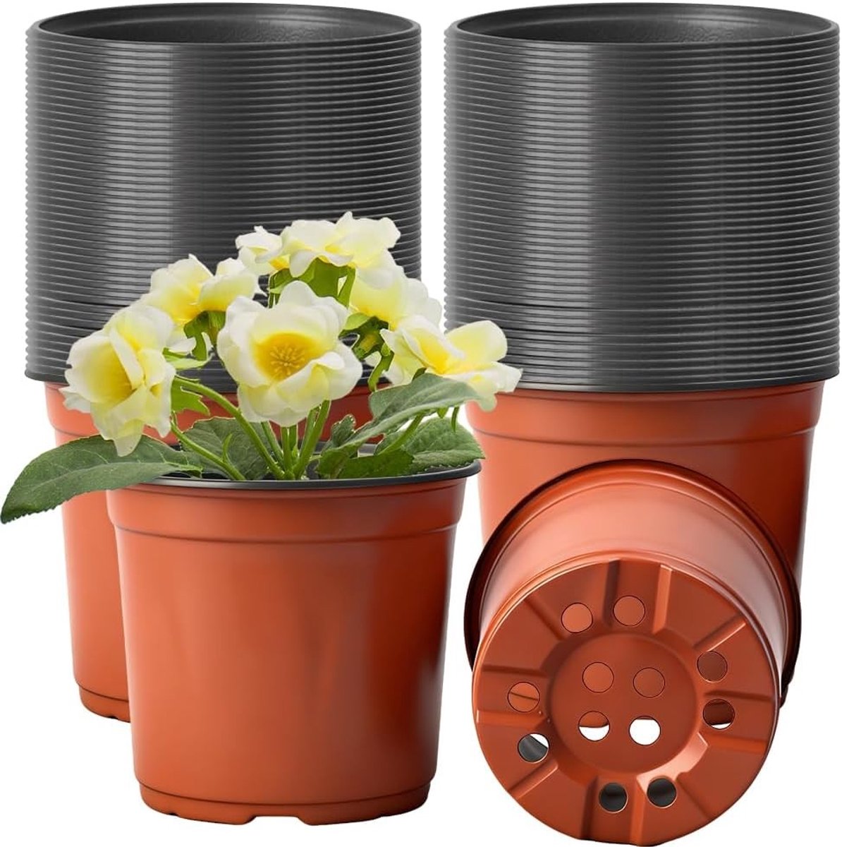 150 Stuks Kweekpotten 10 cm Diameter - Plastic Plant Pot voor Zaailingen, Bloemen en Vetplanten