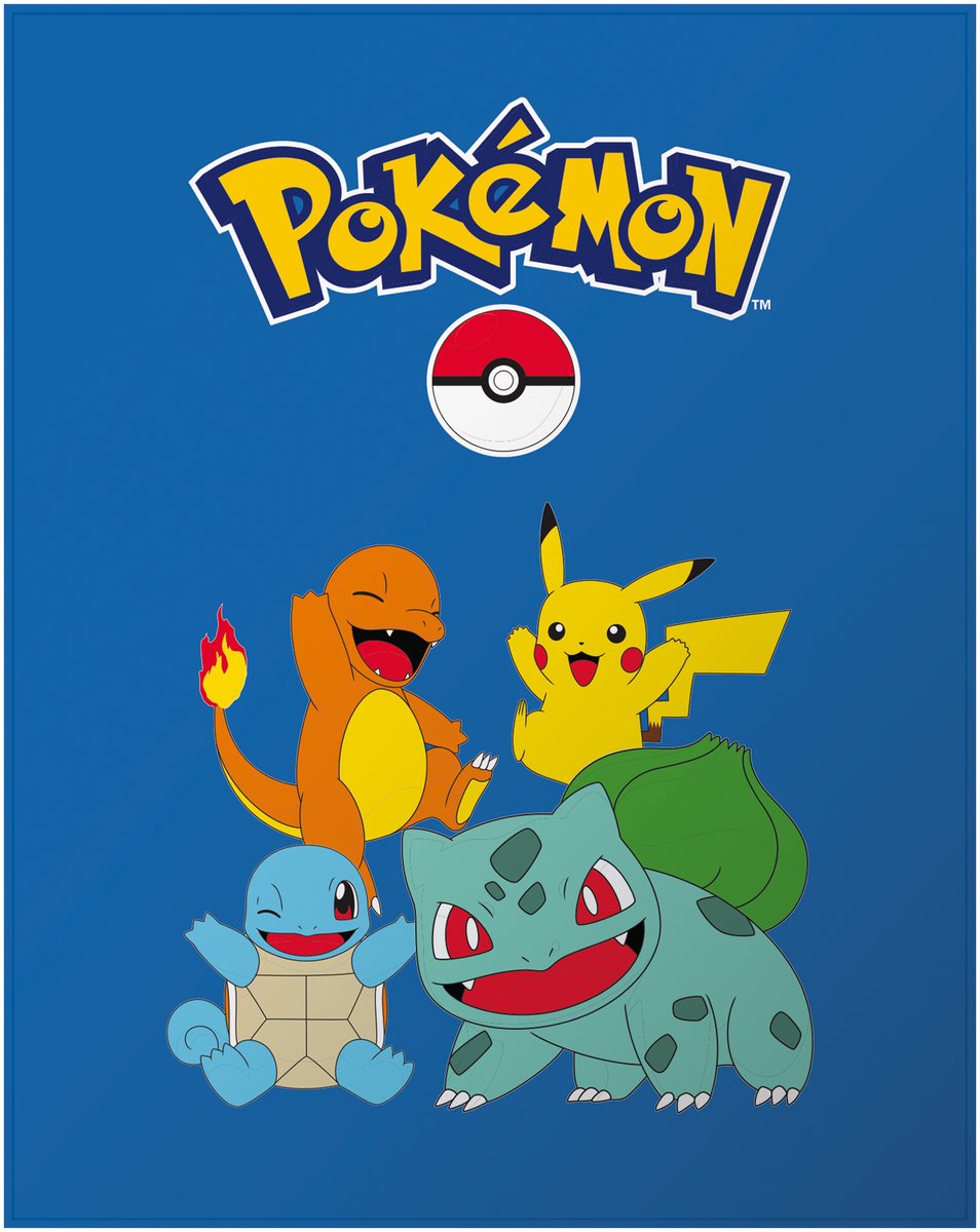 Pokémon Plaid Polaire Team Battle 110x140cm Blauw
