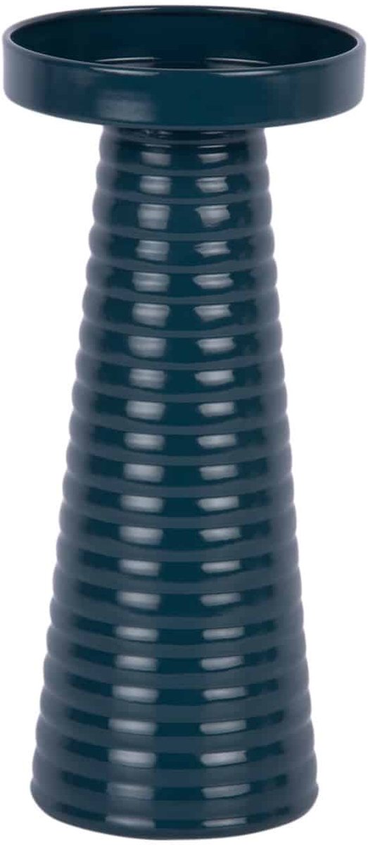 Present Time Kandelaar Catania Ribbed - Blauw - 11x11x24.5cm - Scandinavisch - Metaal