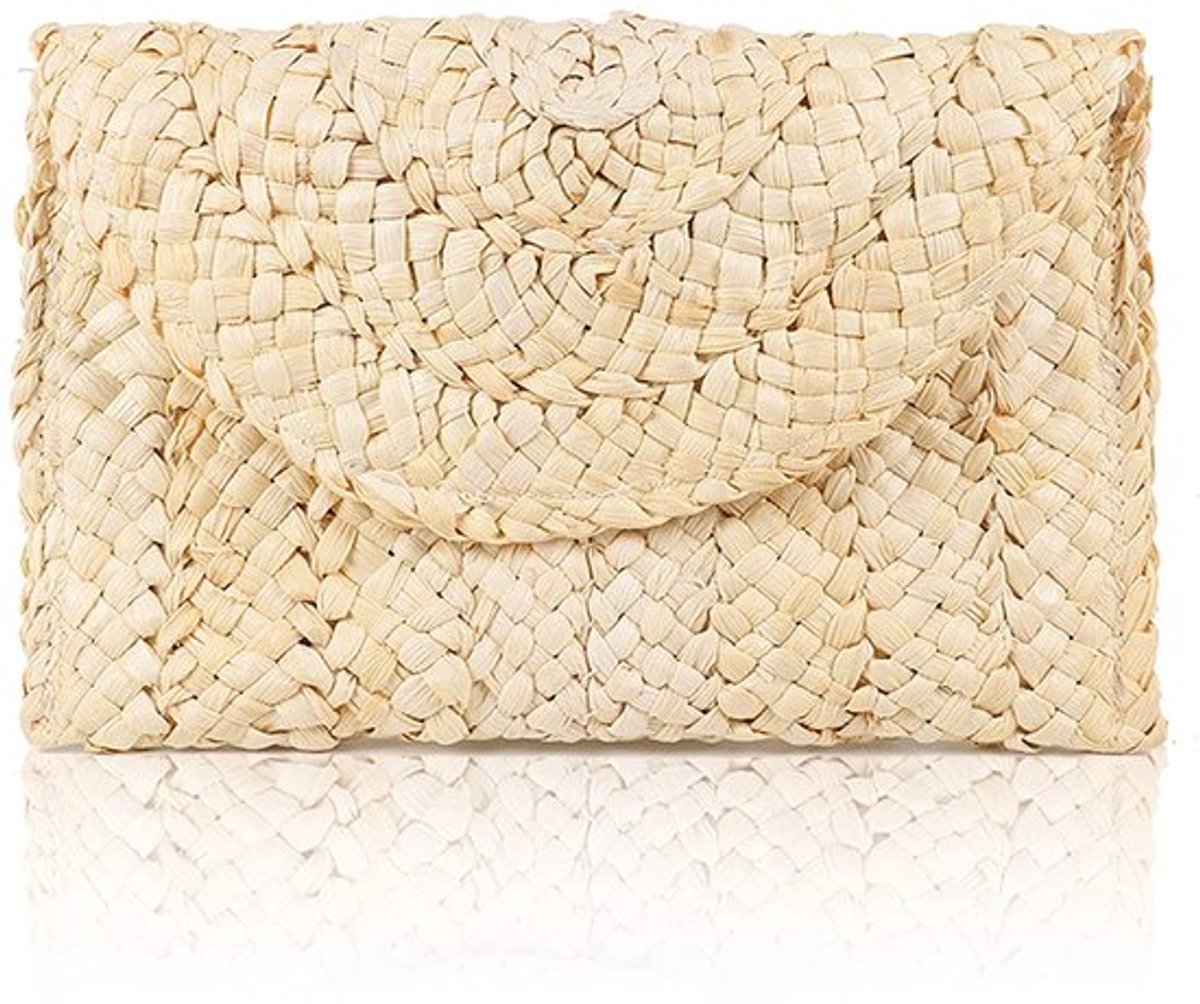 Zeynomax - Rieten Clutch - Dames - Zomer - Strand - Mobiele telefoons - Lippenstift