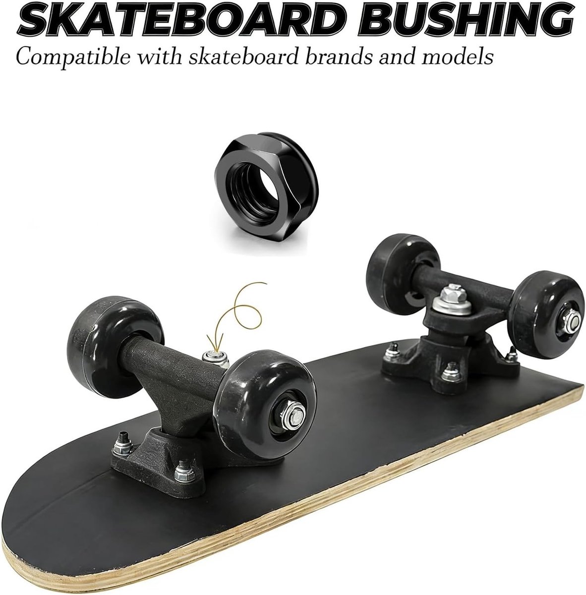 100 Stuks Vervangingsmoeren voor Skateboard en Longboard, Universele Schroeven voor Trucks, Duurzaam en Betrouwbaar (Zwart)