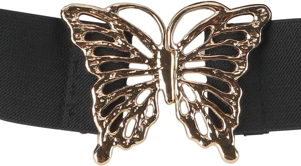 Stijlvolle Stretchy Tailleband met Vlinder Metalen Gesp voor Dameskleding, Perfect voor Jurken en Jassen