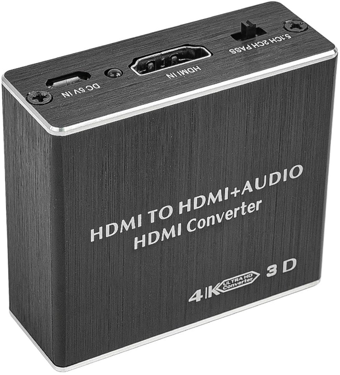 HDMI Audio Extractor en Splitter voor 4K Video met Stereo Geluidsuitgang en Adapter