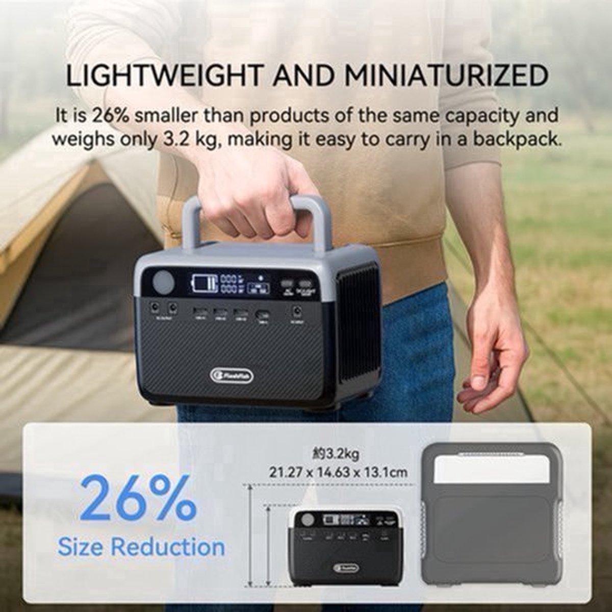 Powerstation – Draagbare Generator – Zonne-Energiecentrale – Accu Powerbank – Noodstroomvoorziening – 230.4wh LIFEPO4 Batterij – 300W Continu Vermogen, 600W Piekvermogen