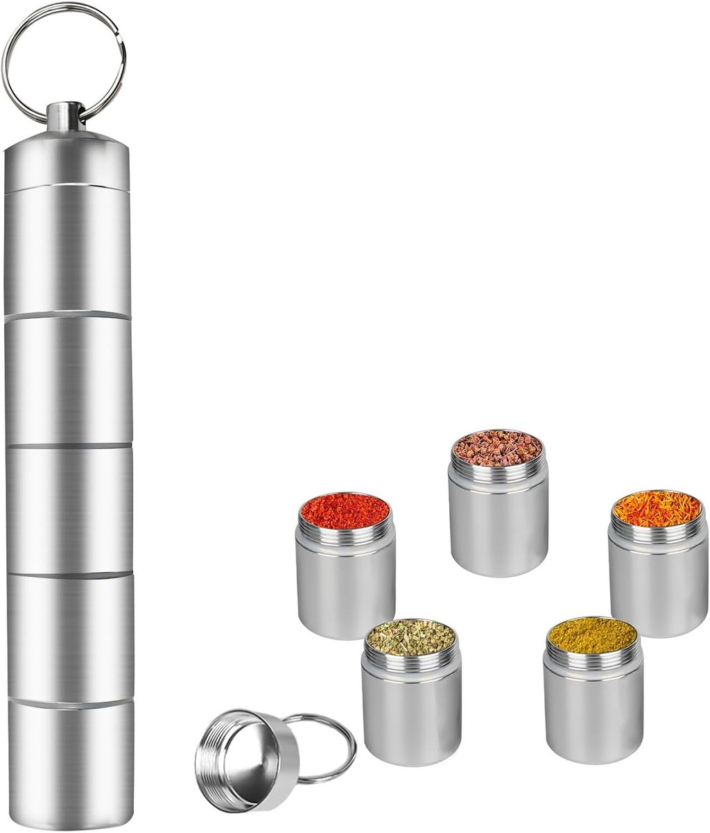 5-in-1 Mini Zoutstrooier voor Camping en Reizen - Ideaal voor Buiten koken, Picknicken en Thuisgebruik