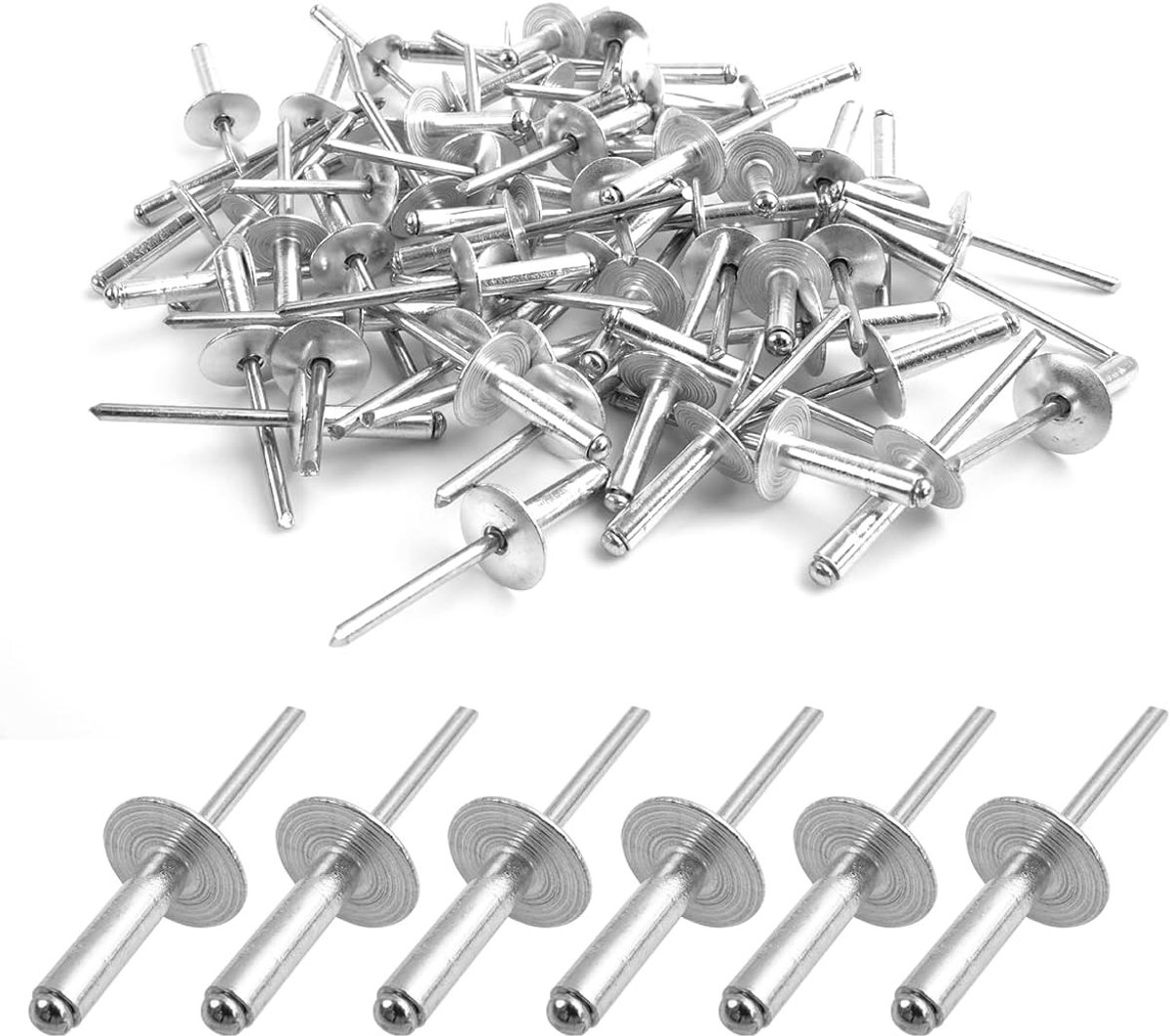 60 Stuks Grote Flens Aluminium Blindnagels, Set van 60 Blindnagels, Industrieel Standaard Blindnagels, Duurzame Aluminium Blindnagels, 4.8mm × 12mm