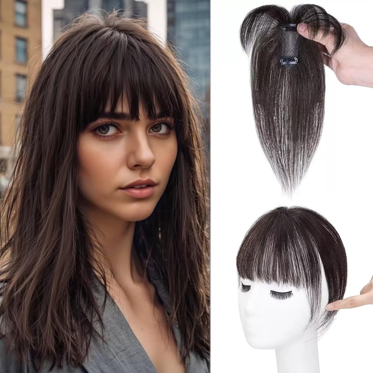 Natuurlijke haar topper voor vrouwen, 25 cm, 3D clip-in pony, echt haar, volume en stijl