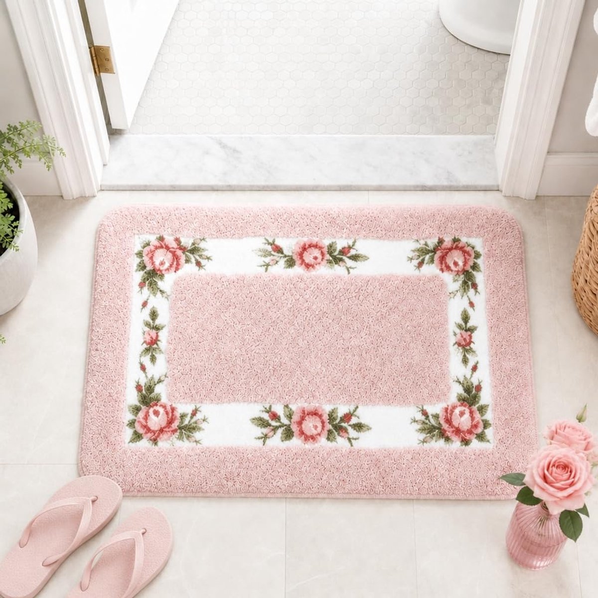 Badmat - 40 x 60 cm - Microvezel - Antislip - Machinewasbaar - Roze