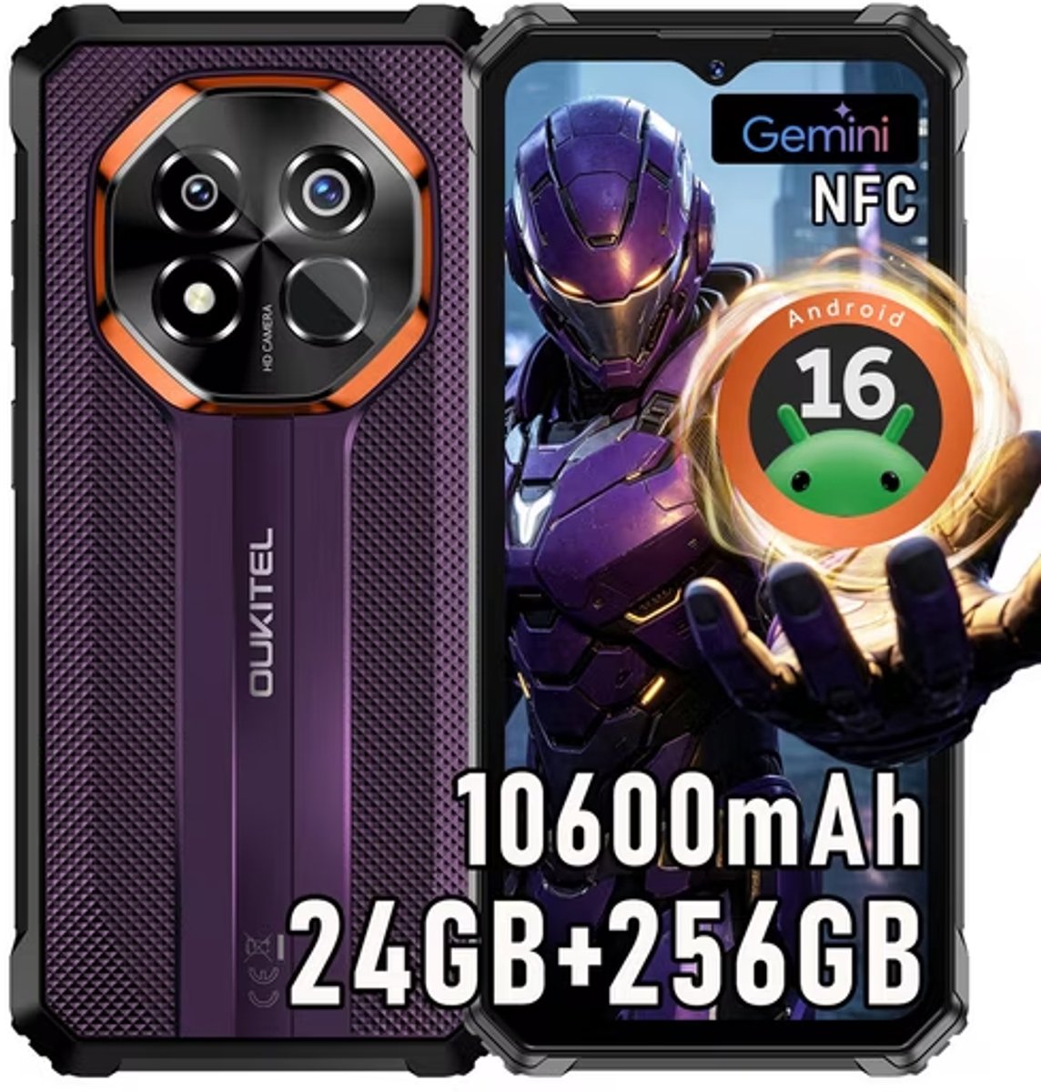 OUKITEL G7 Outdoor Smartphone Gemini AI -24GB RAM-256GB ROM-10600mAh batterij-64MP camera-Android16-4G